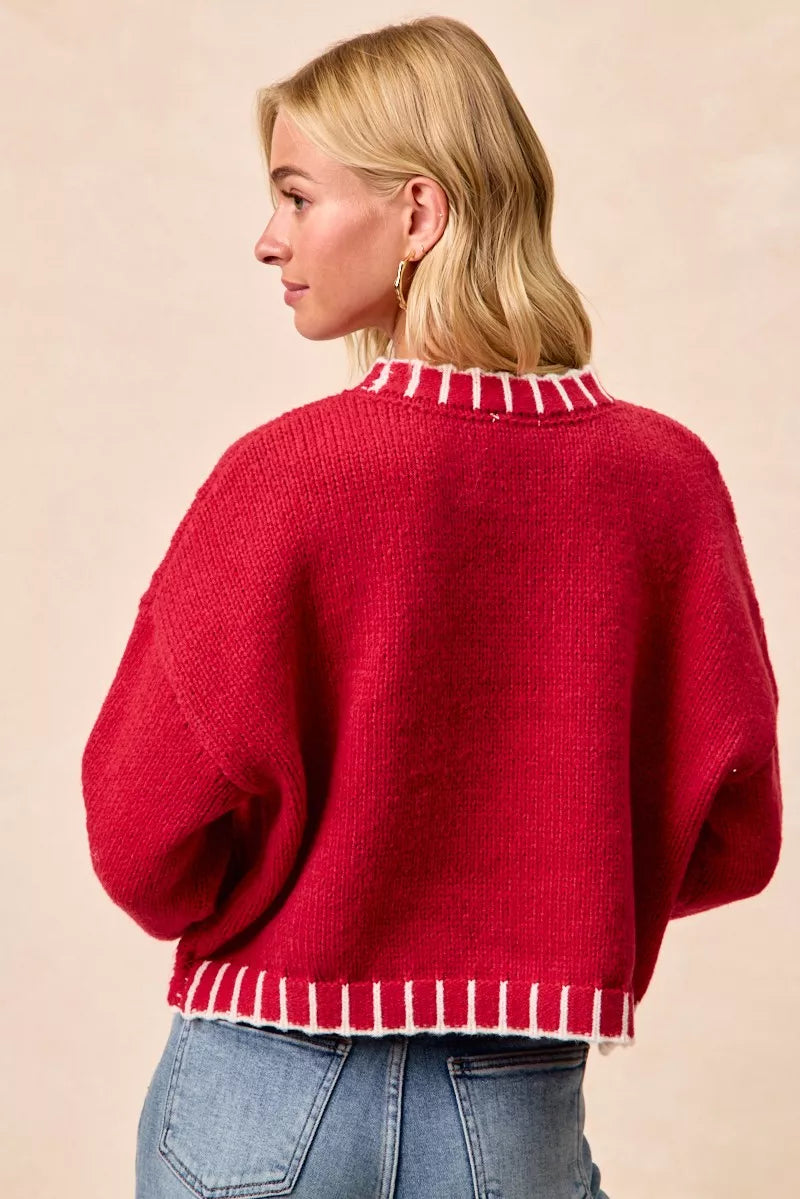 BiBi Christmas Theme Sequin Lattering Sweater
