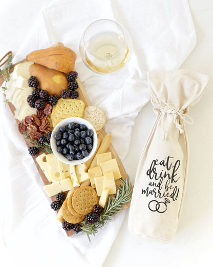 The Cotton and Canvas Co. Eat, Drink and Be Married Cotton Canvas Wine Bag