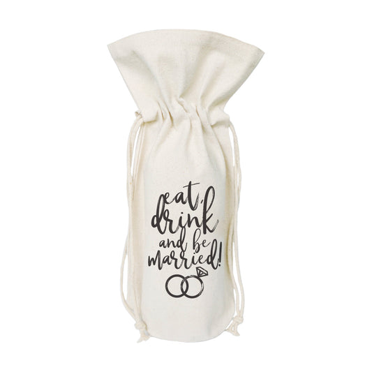 The Cotton and Canvas Co. Eat, Drink and Be Married Cotton Canvas Wine Bag