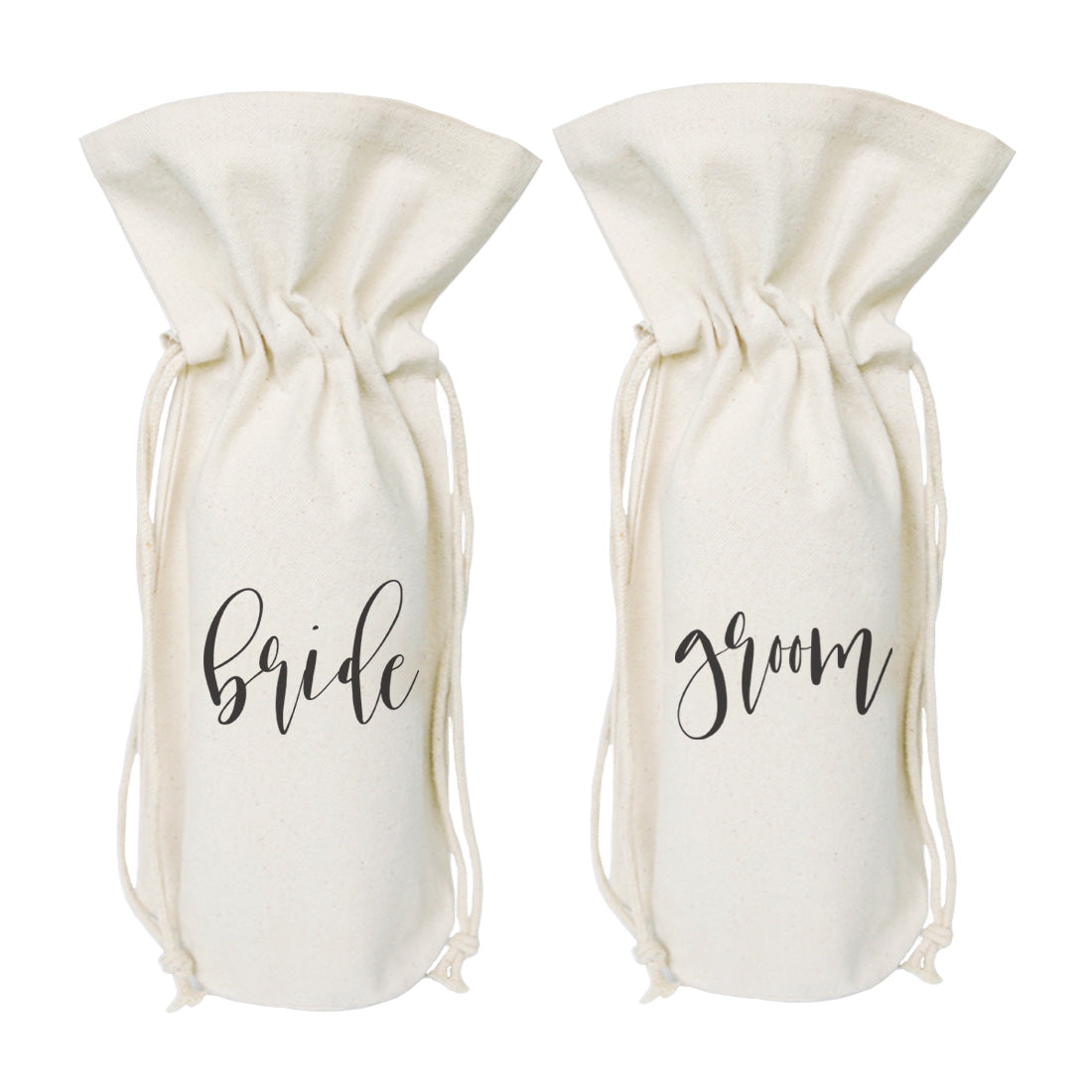 The Cotton and Canvas Co. Bride and Groom Cotton Canvas Wine Bag 2-Pack