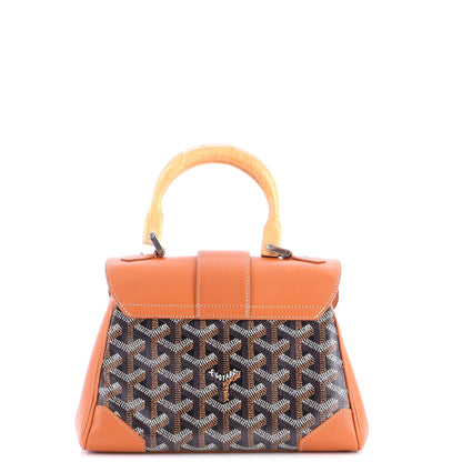 Saigon Top Handle Bag Coated Canvas with Leather Mini