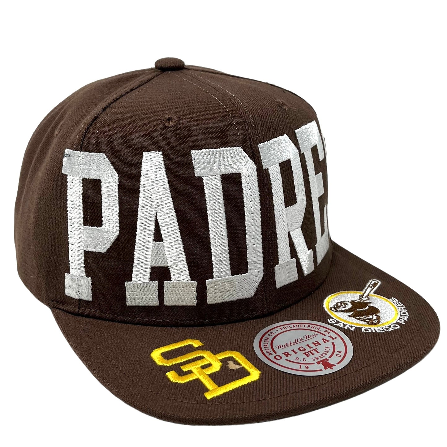 Men's Mitchell & Ness MLB Big Text 1 Snapback Coop Padres - Brown