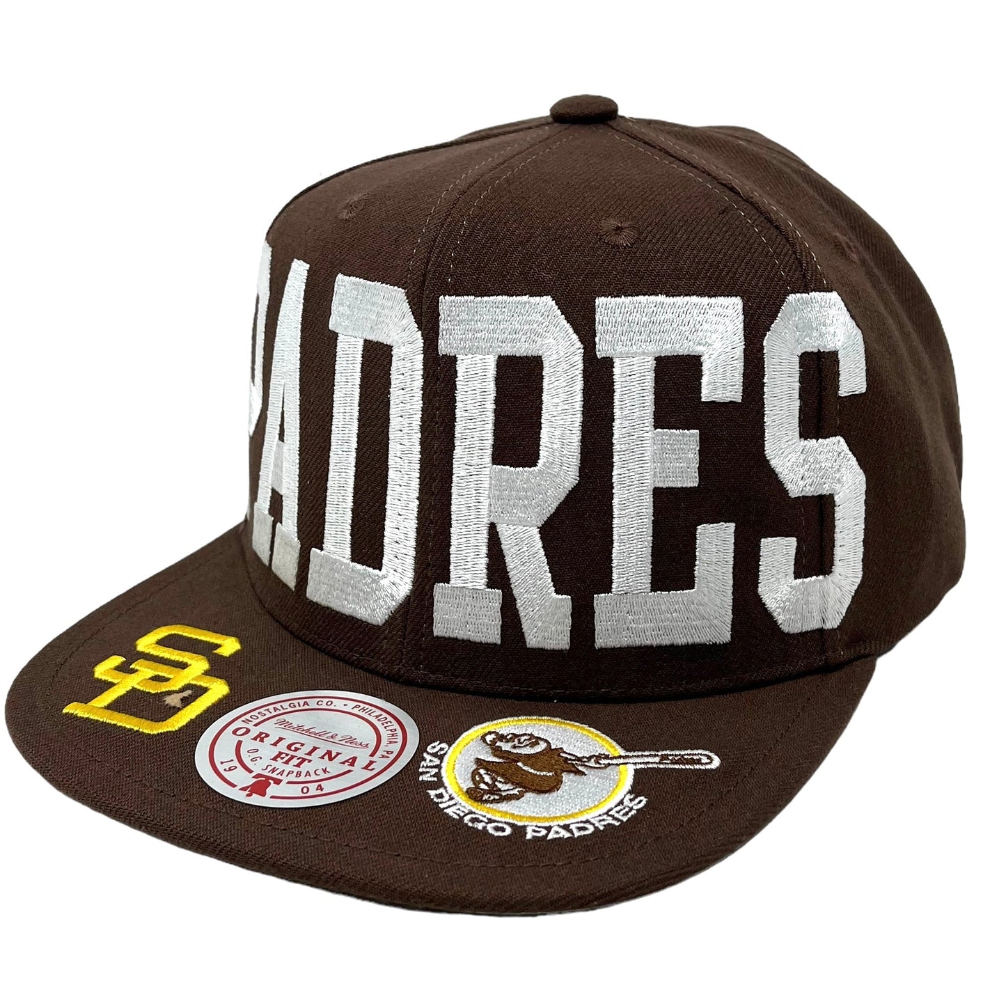 Men's Mitchell & Ness MLB Big Text 1 Snapback Coop Padres - Brown