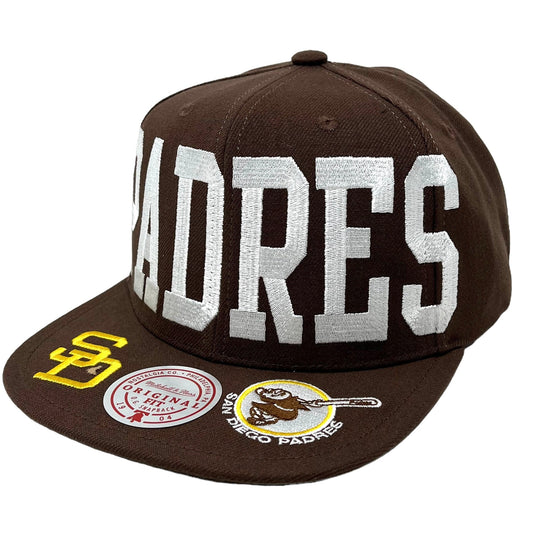 Men's Mitchell & Ness MLB Big Text 1 Snapback Coop Padres - Brown