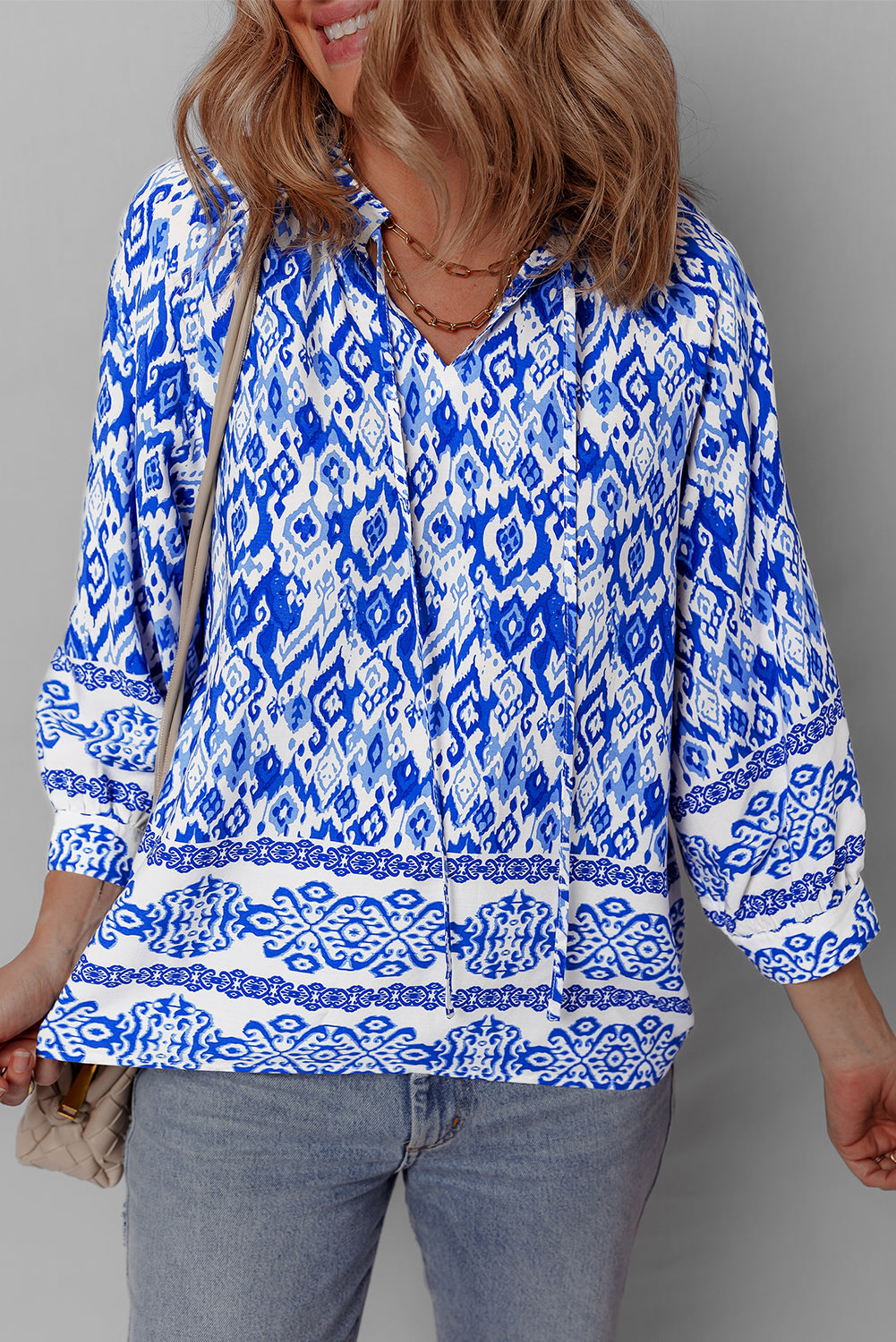 Threaded Pear Anne 4 Sleeve Tied Blouse