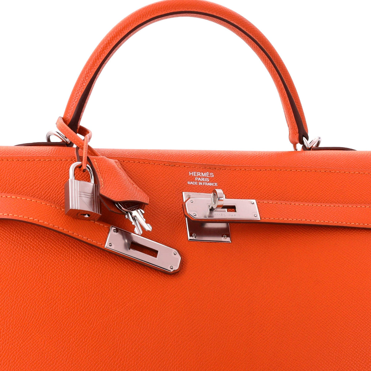 Kelly Handbag Feu Epsom with Palladium Hardware 35