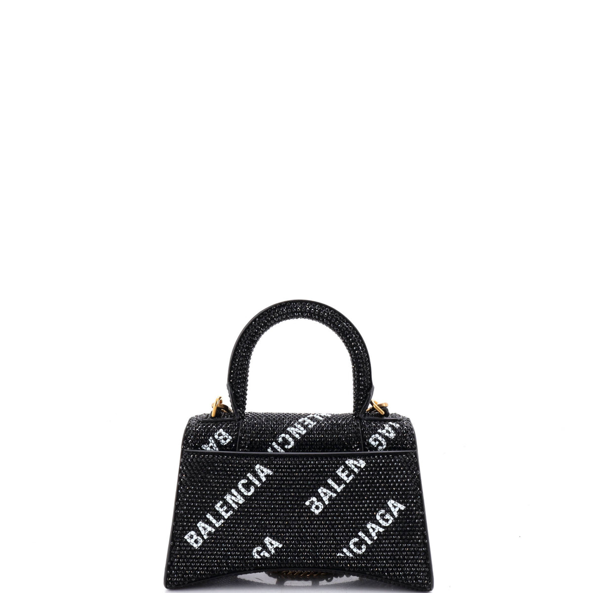 Hourglass Top Handle Bag Suede and Allover Logo Crystals XS