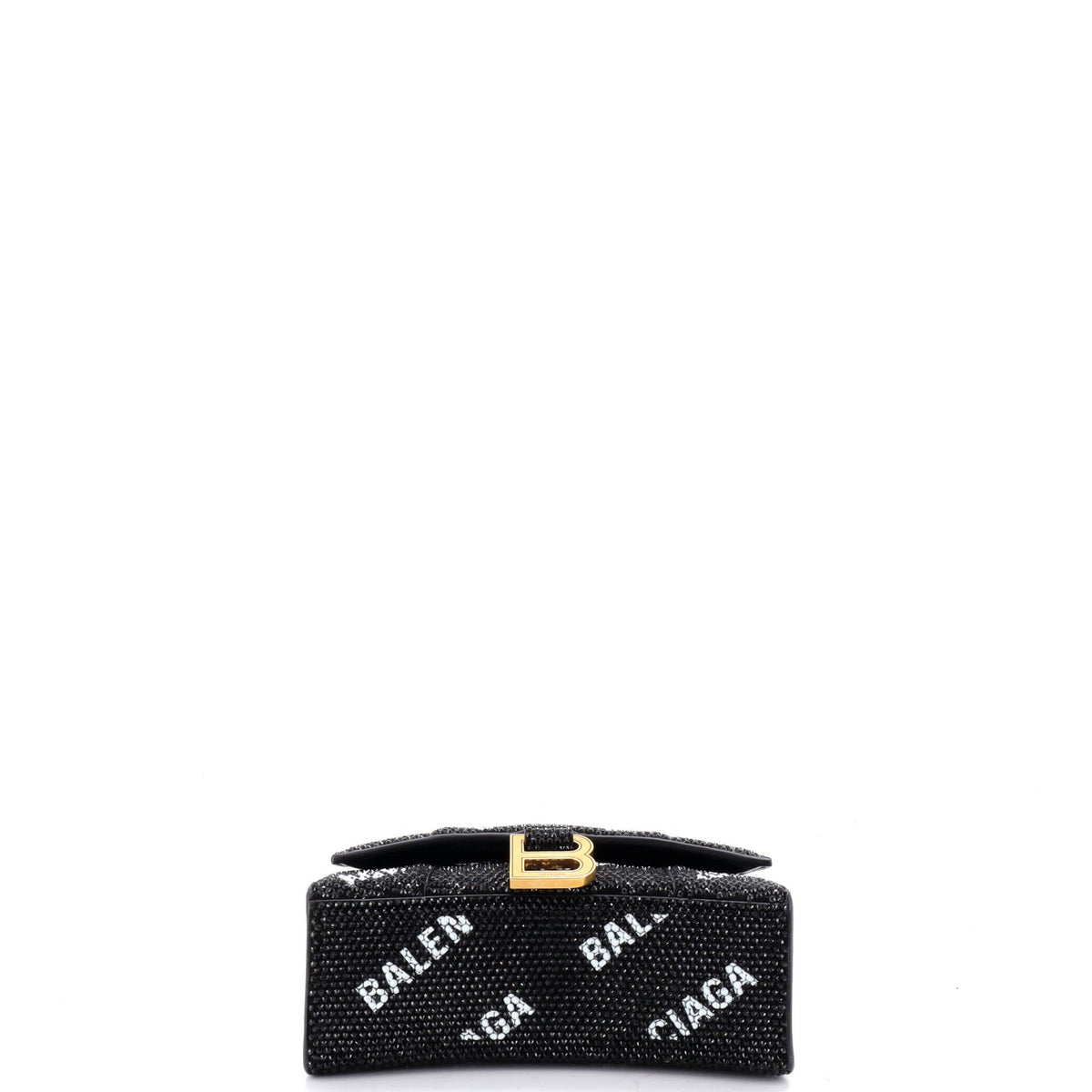 Hourglass Top Handle Bag Suede and Allover Logo Crystals XS