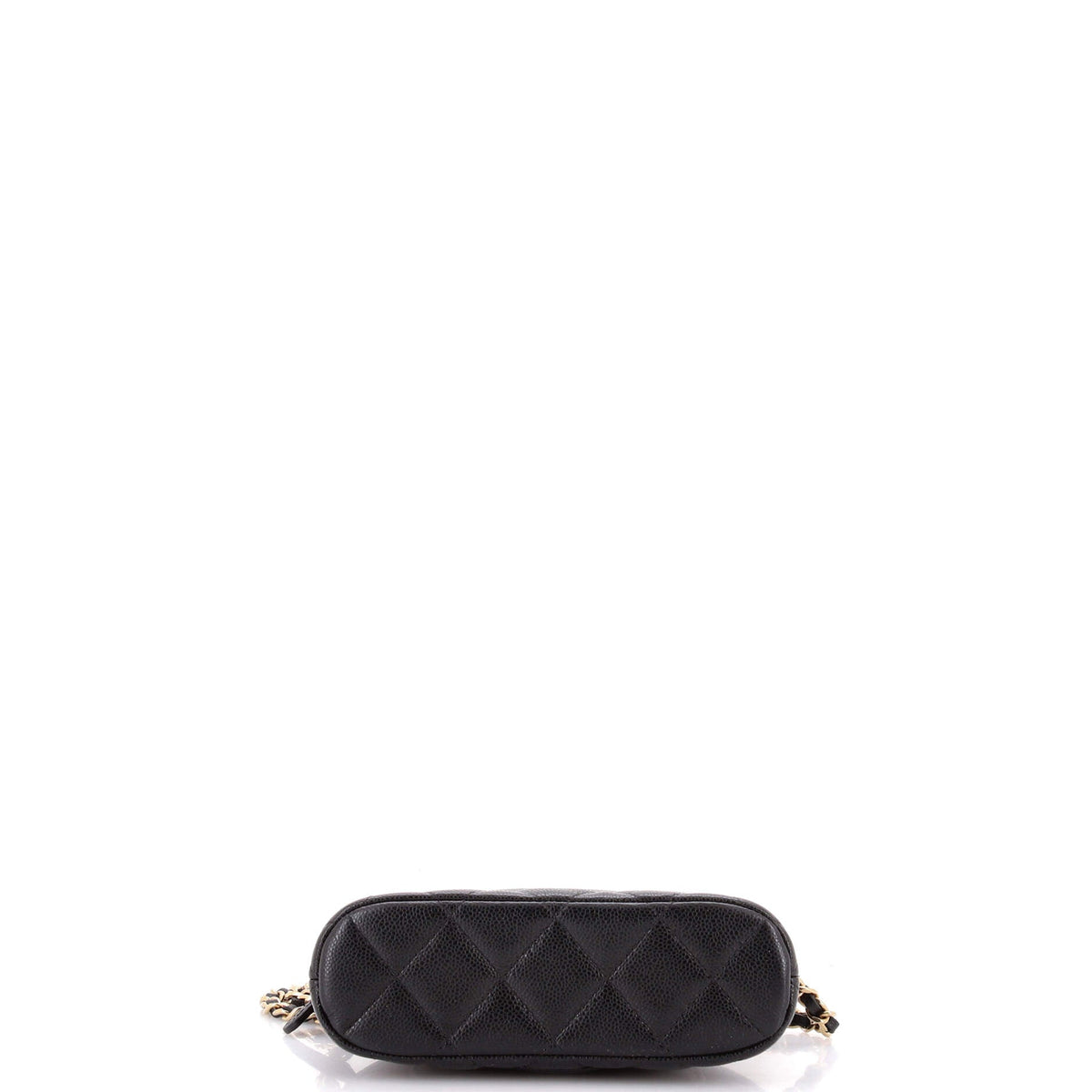 CC Dome Zip Clutch with Chain Quilted Caviar Mini