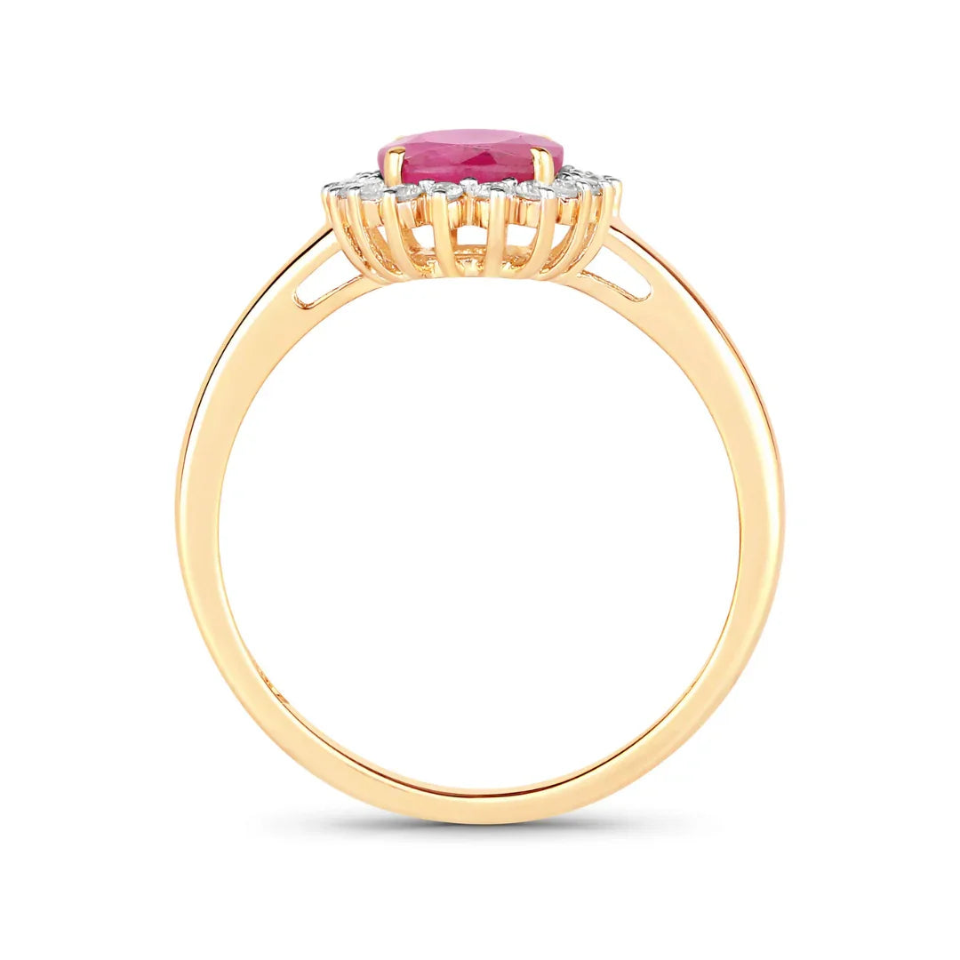 1.44 Ct Oval Pink Ruby Diamond Prong 10K Gold Halo Ring