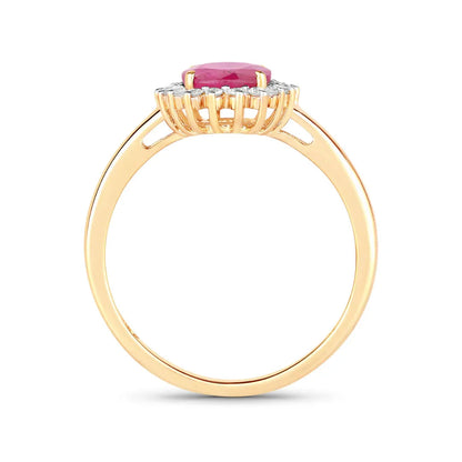 1.44 Ct Oval Pink Ruby Diamond Prong 10K Gold Halo Ring