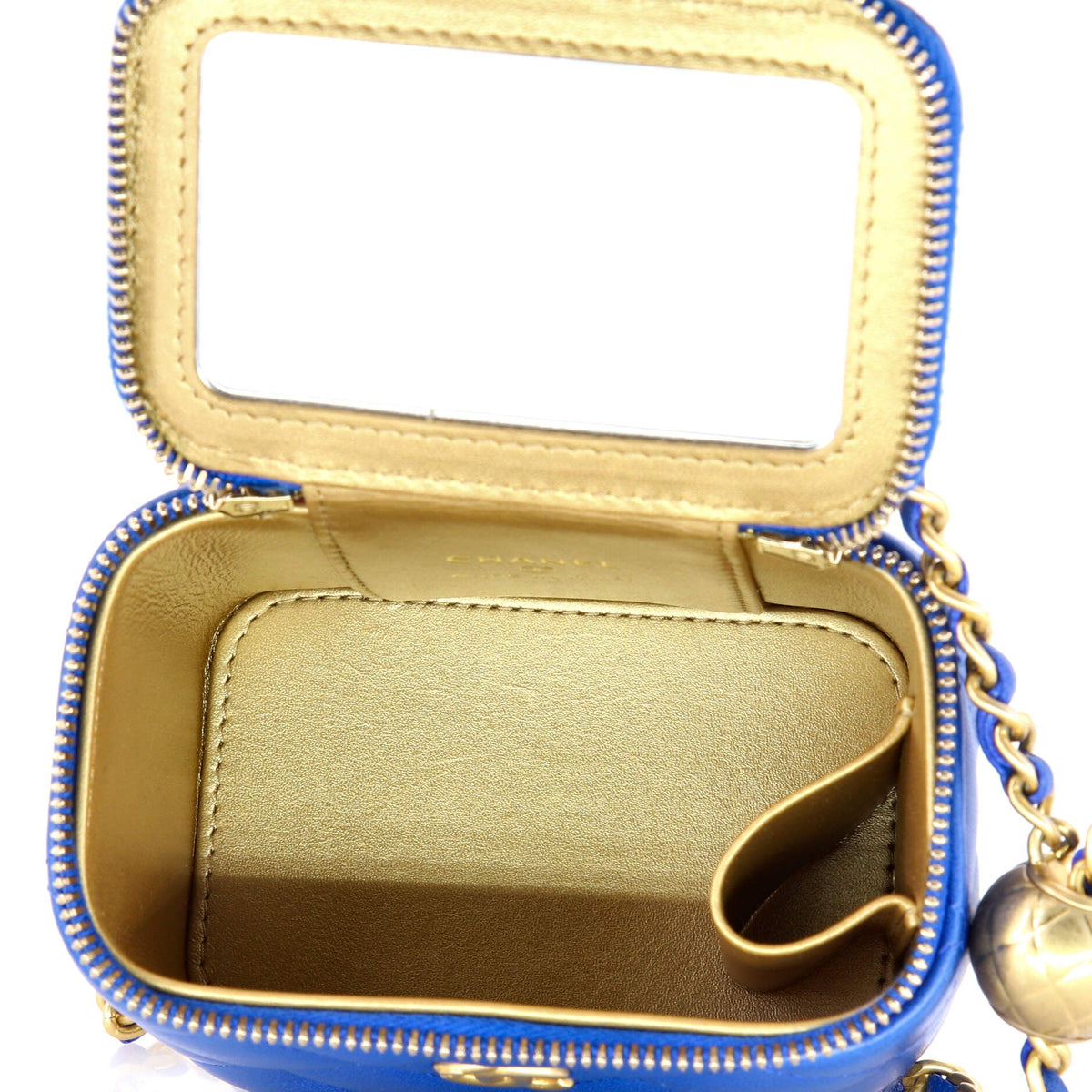 Pearl Crush Vanity Case with Chain Quilted Lambskin Mini