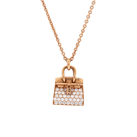 Birkin Amulette NM Pendant Necklace 18K Rose Gold and Diamonds