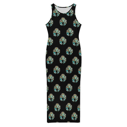 Baha Ranch Turquoise Naja Sleeveless Bodycon Side Slit Maxi Dress