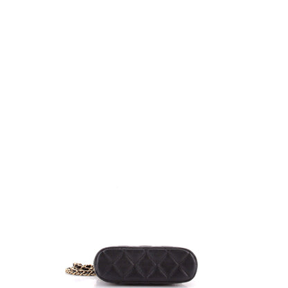 CC Dome Zip Clutch with Chain Quilted Caviar Mini