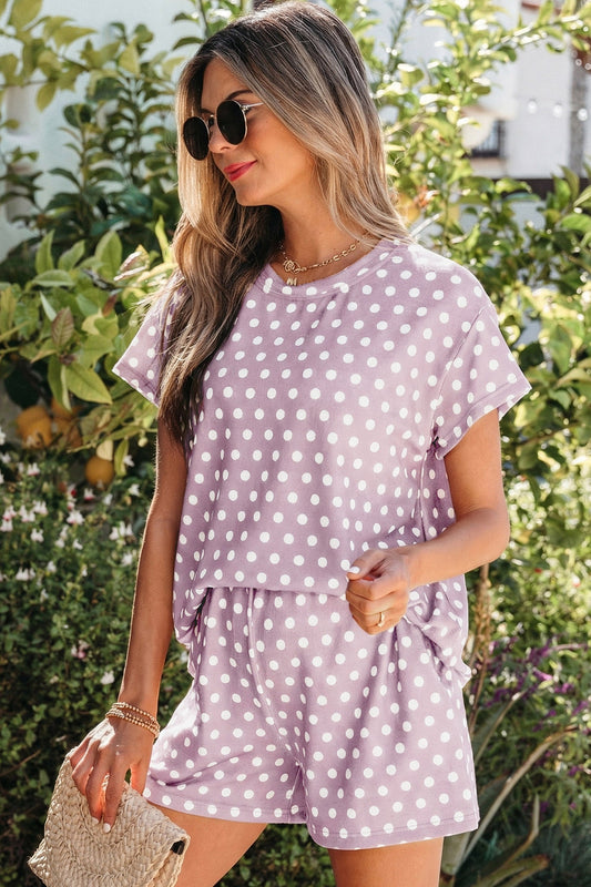 Threaded Pear Kaiya Dot Print Short Set
