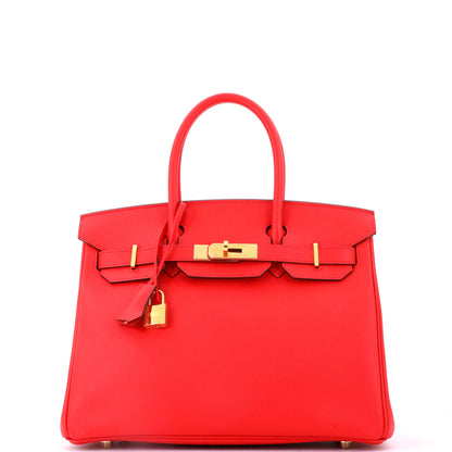 Birkin Handbag Bougainvillier Epsom with Gold Hardware 30