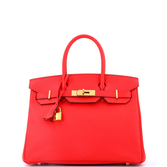 Birkin Handbag Bougainvillier Epsom with Gold Hardware 30
