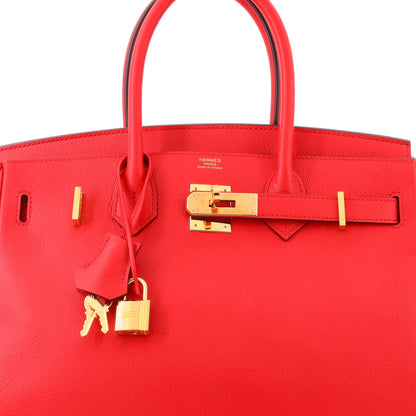 Birkin Handbag Bougainvillier Epsom with Gold Hardware 30
