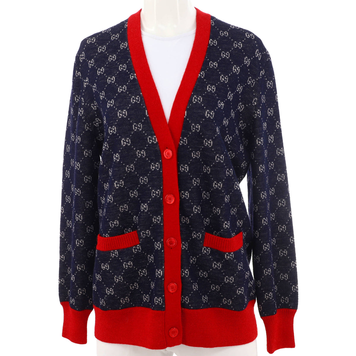 Women's V-Neck Cardigan GG Wool