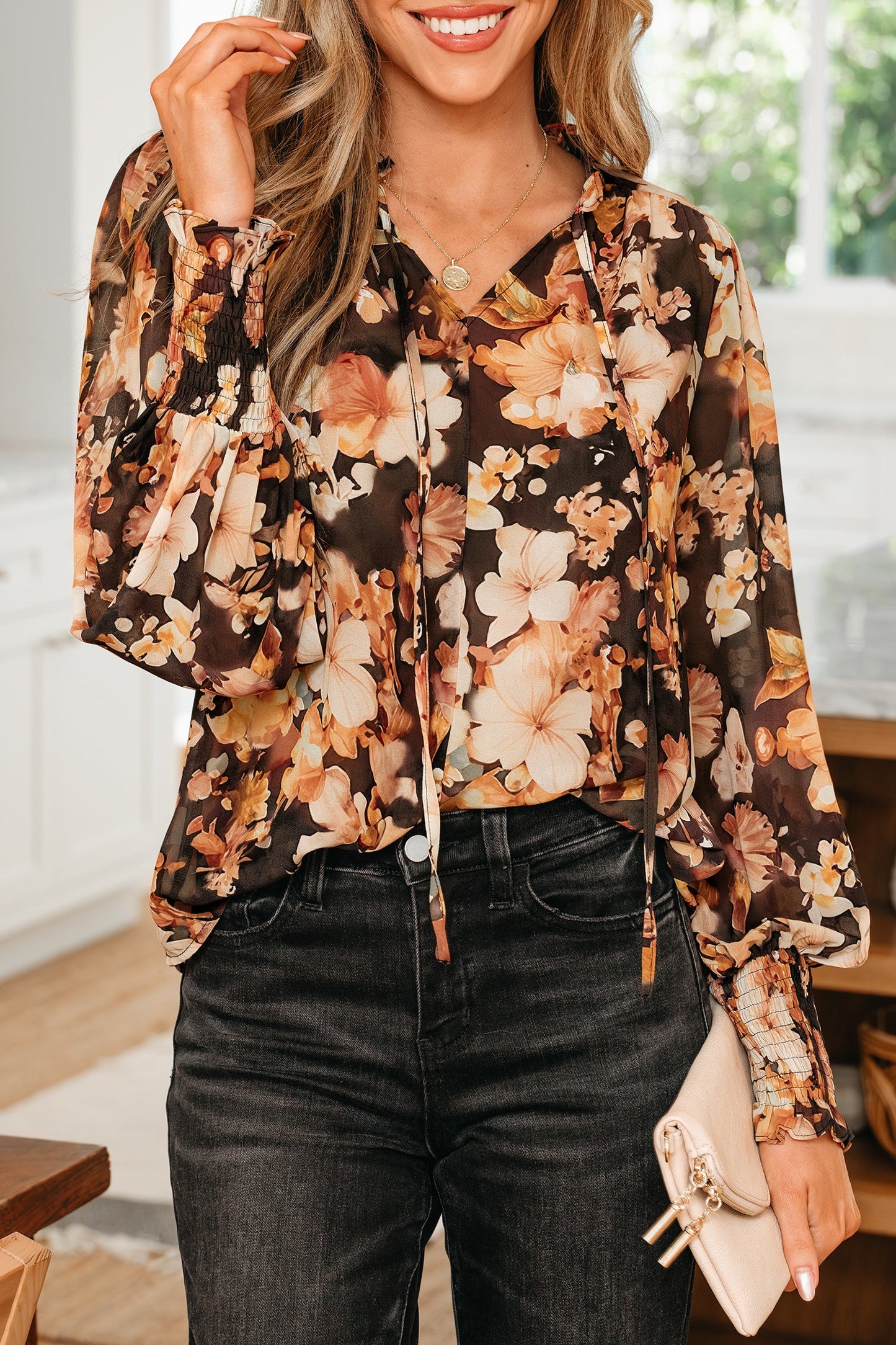 Threaded Pear Cali Puff Sleeve Breezy Blouse