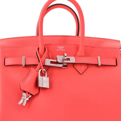 Birkin Handbag Rose Texas Swift with Palladium Hardware 25