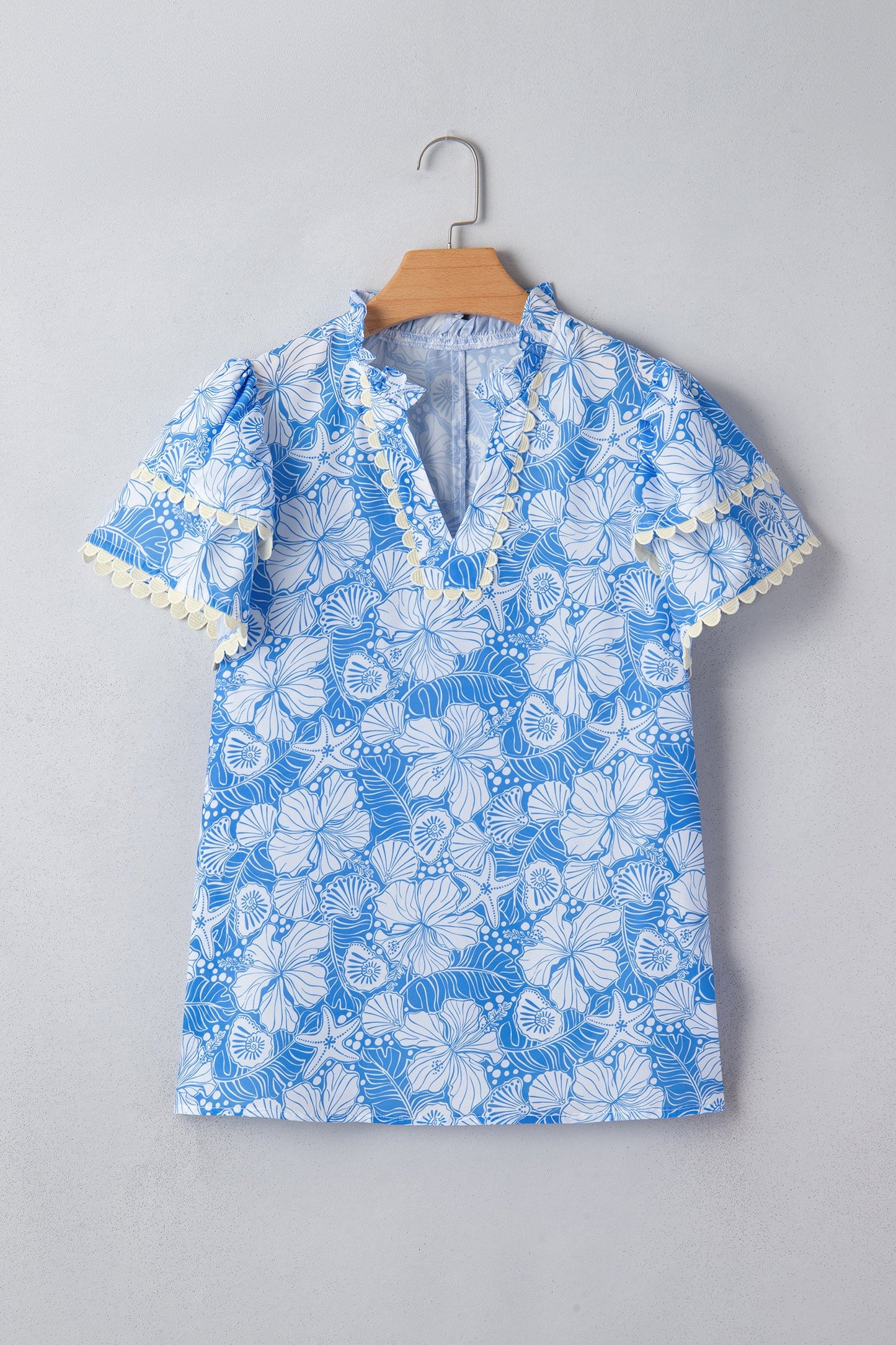 Threaded Pear Kataleya Trim Short Sleeve Blouse