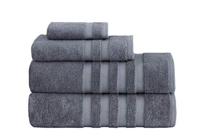 Luxury Italian Silk and Cotton Modal Towels - Ultra Plush Lustrous 4 Piece Towel Set - Classic Turkish Towels