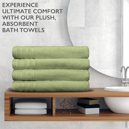 4 Piece Premium Bath Towels Set - 100% Cotton Terry Cloth, Absorbent & Soft, Machine Washable & Quick Dry - 27"x54" Set of 4 - Classic Turkish Towels