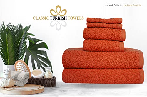 Towels Beyond Luxury 6 Piece Genuine Cotton Bath Towel Set - Jacquard Woven Soft Textured Towels Made with 100% Turkish Cotton - Classic Turkish Towels