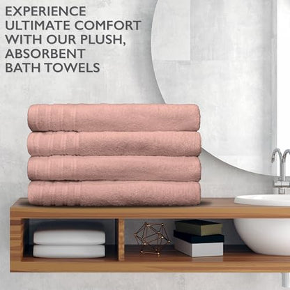 4 Piece Premium Bath Towels Set - 100% Cotton Terry Cloth, Absorbent & Soft, Machine Washable & Quick Dry - 27"x54" Set of 4 - Classic Turkish Towels