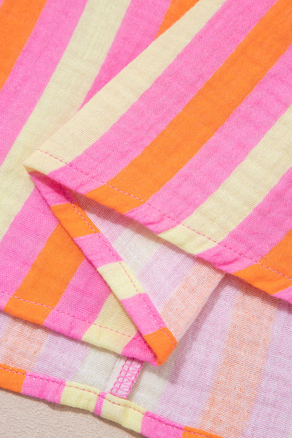 Threaded Pear Teresa Stripe Crinkled Half PLUS Blouse