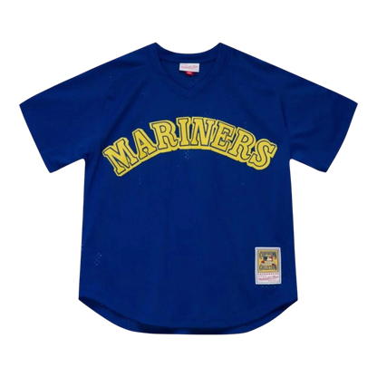 Mitchell & Ness Authentic Mesh BP Seattle Mariners 1991 Ken Griffey Jr. Men Baseball Jersey Dark Royal