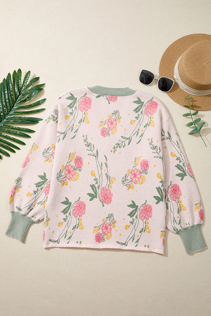 Threaded Pear Clarimina Pattern Striped Loose Sweater