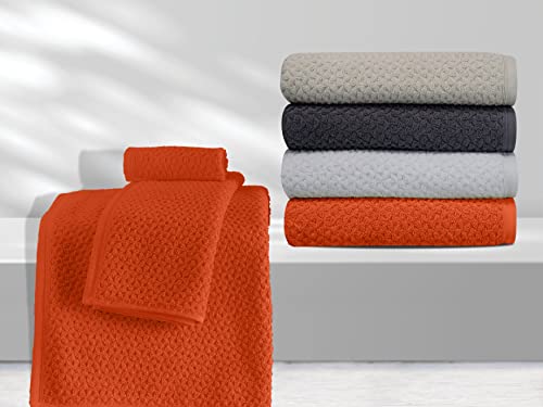 Towels Beyond Luxury 6 Piece Genuine Cotton Bath Towel Set - Jacquard Woven Soft Textured Towels Made with 100% Turkish Cotton - Classic Turkish Towels