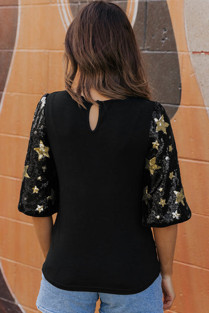 Threaded Pear Lara Splicing Half Sleeve Top