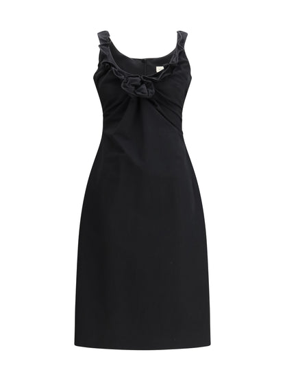 Sleeveless Dress Draped Neckline Black