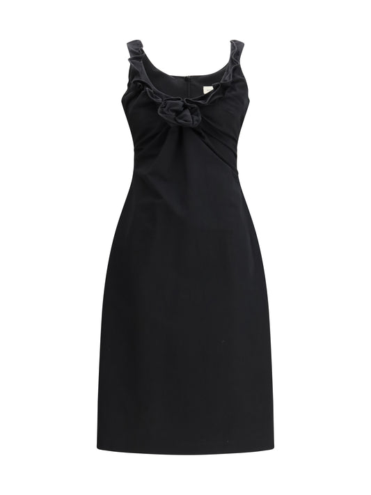 Sleeveless Dress Draped Neckline Black