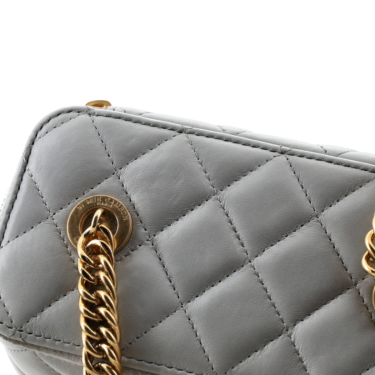 Coco Enamel Strap Vanity Case with Chain Quilted Lambskin Small
