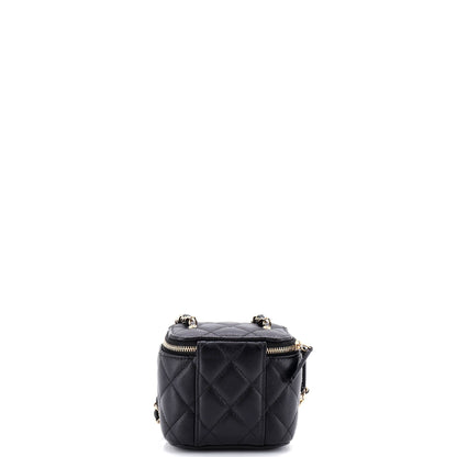 Tiny CC Link Vanity Case with Chain Quilted Caviar Mini