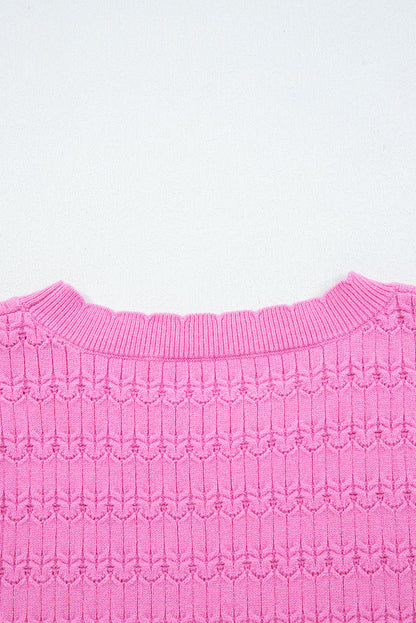 Threaded Pear Kay Knit Ribbed Cuffs Crew Neck Sweater