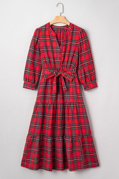 Threaded Pear Della Ruffle Hem Long Dress