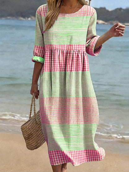 pink patchwork maxi dress Pink Cotton Patchwork Maxi Dress - All Dresses