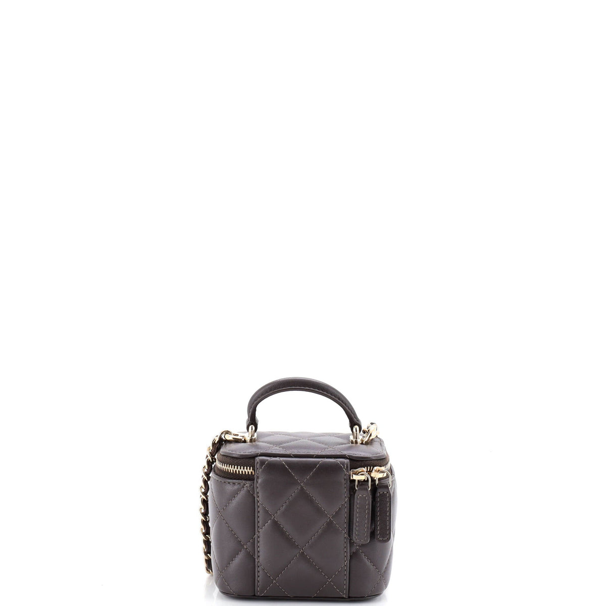 Classic Top Handle Vanity Case with Chain Quilted Lambskin Mini