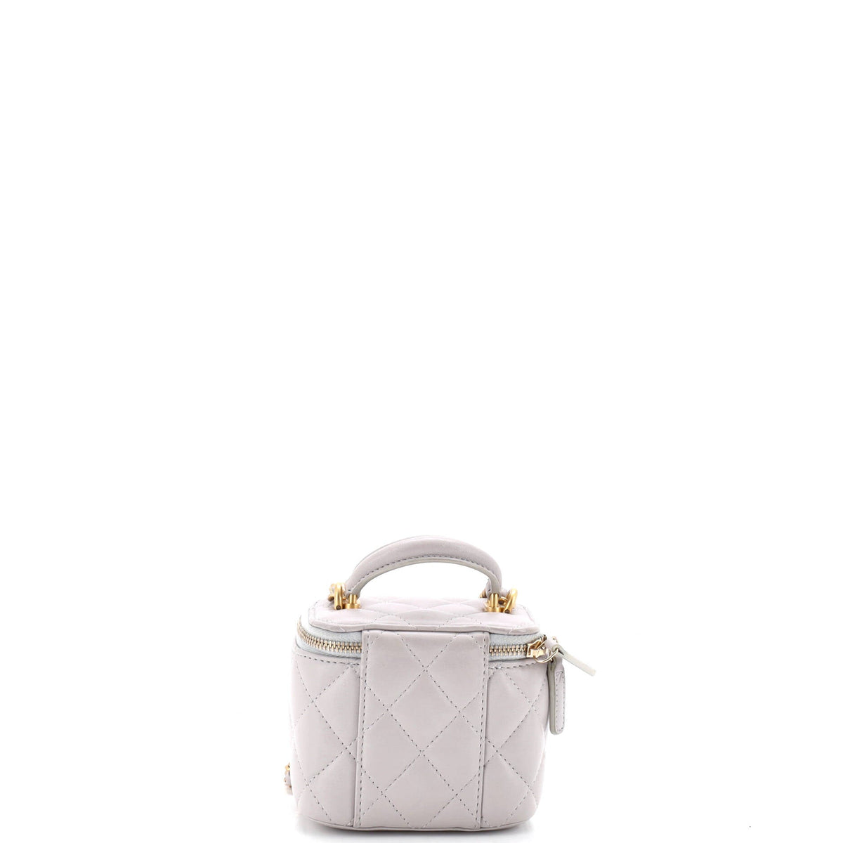 Classic Top Handle Vanity Case with Chain Quilted Lambskin Mini