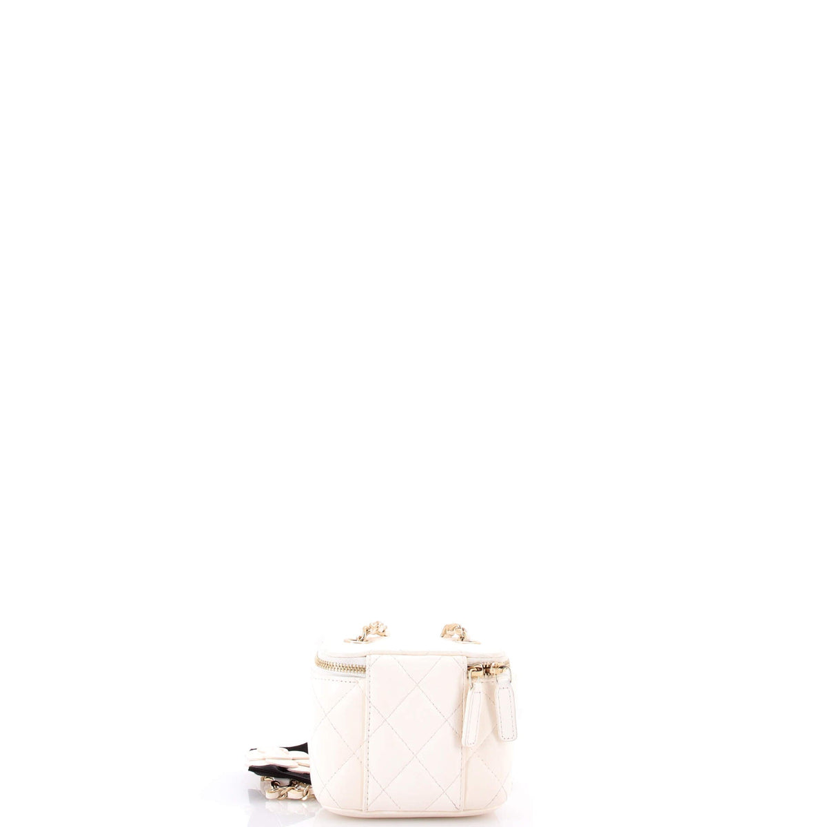 Camellia Bow Vanity Case with Chain Quilted Lambskin Mini