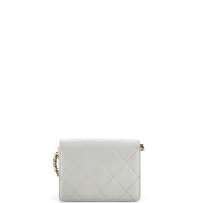Crystal Geometric Frame CC Flap Bag Quilted Calfskin Mini
