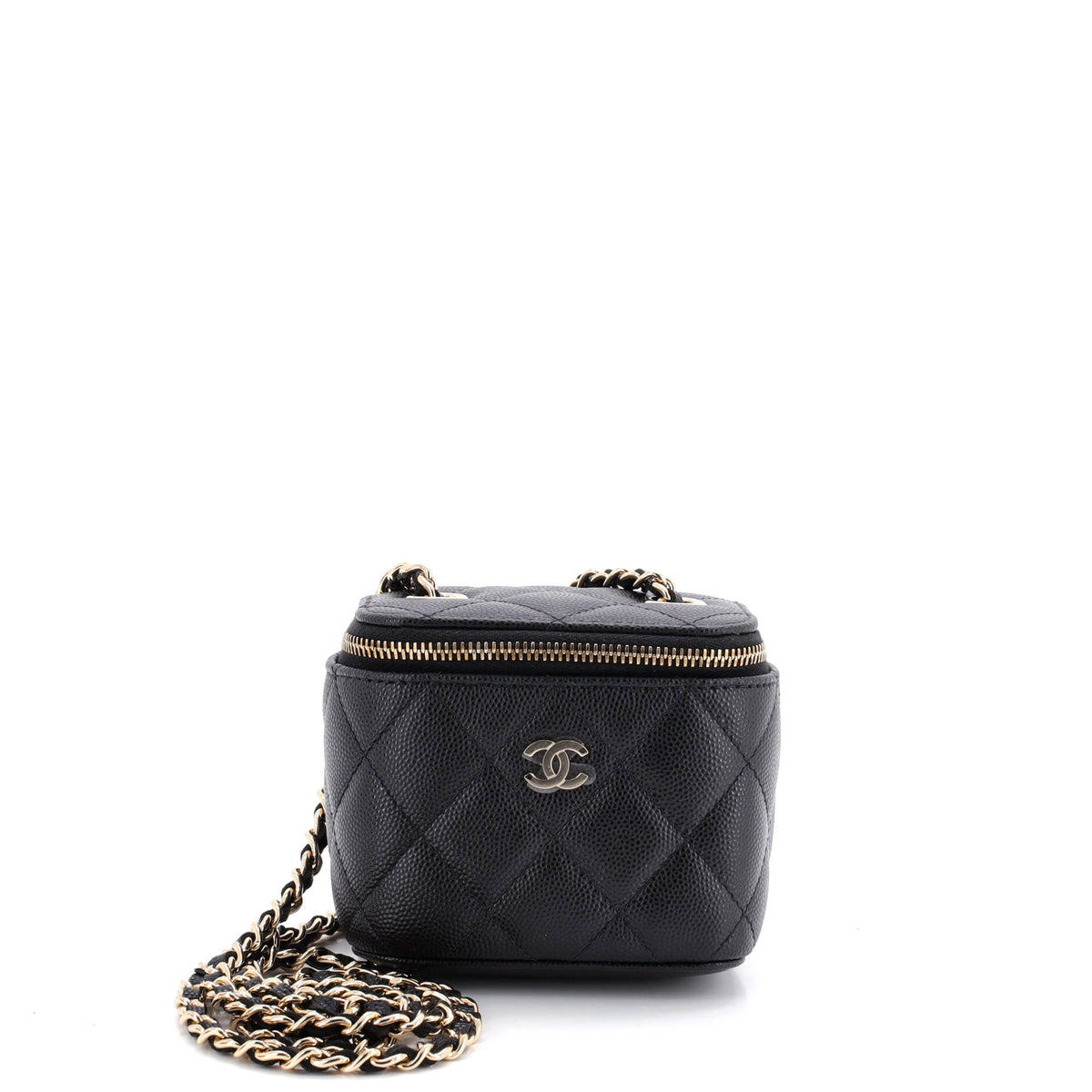Classic Vanity Case with Chain Quilted Caviar Mini