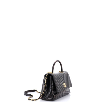 Coco Top Handle Bag Chevron Calfskin Small