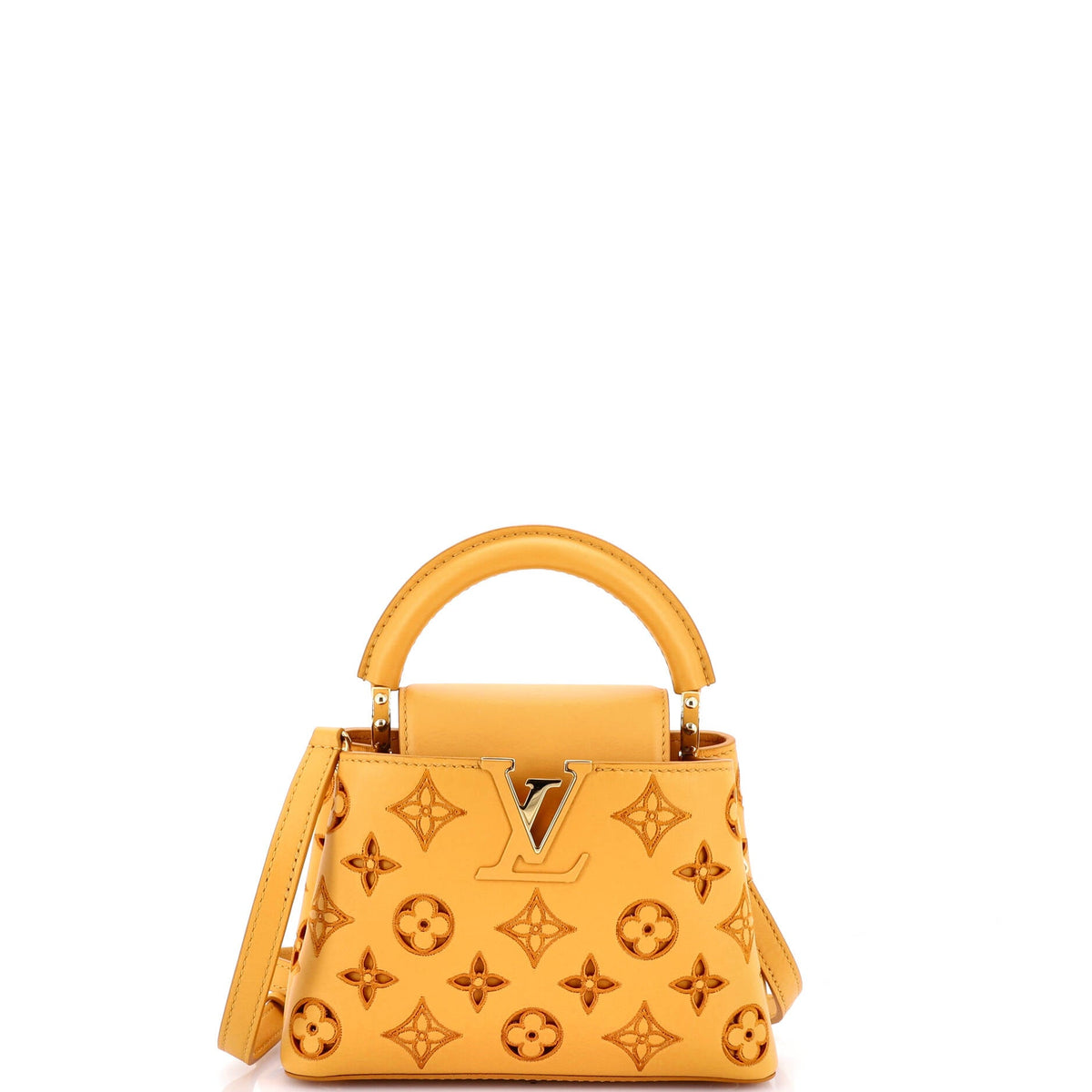 Capucines Bag Monogram Cutout Broderie Leather Mini